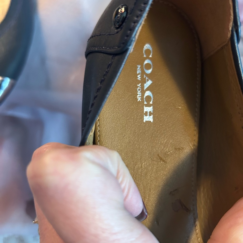 Coach Chelsea Navy Ballet Flats with Silver Toe Cap - Picture 3 of 9